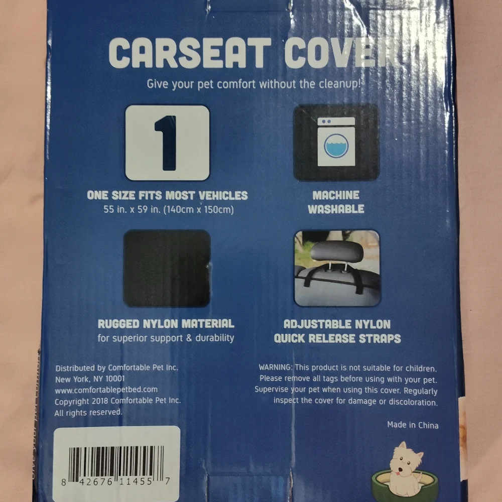 NWT! Comfortable Pet Car Seat Cover